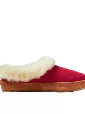 L.L.Bean  Wicked Good Slippers, Red Suede & Shearling, Squam Lake  Size 9M